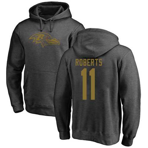 Men Baltimore Ravens Ash Seth Roberts One Color NFL Football 11 Pullover Hoodie Sweatshirt